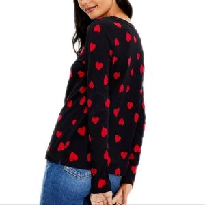 LOFT Heart Long Sleeve Everyday Crew Tee Women's Small Cute Novelty Print Artsy